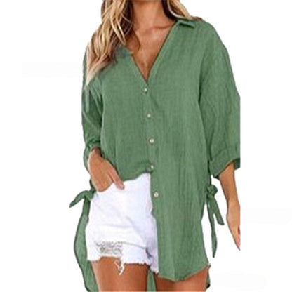 💖Limited Sale 50% OFF💖Women's Loose Fit Tie Asymmetrical Shirt