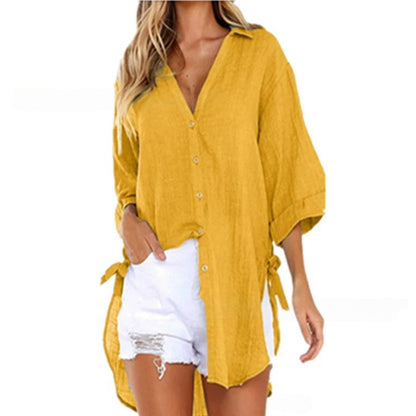 💖Limited Sale 50% OFF💖Women's Loose Fit Tie Asymmetrical Shirt