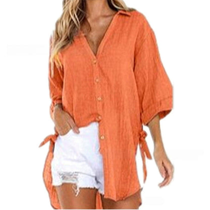 💖Limited Sale 50% OFF💖Women's Loose Fit Tie Asymmetrical Shirt