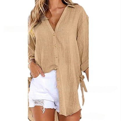 💖Limited Sale 50% OFF💖Women's Loose Fit Tie Asymmetrical Shirt