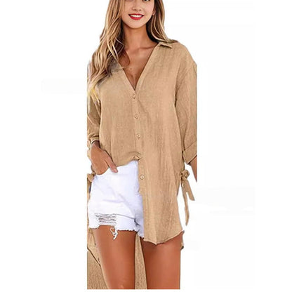 💖Limited Sale 50% OFF💖Women's Loose Fit Tie Asymmetrical Shirt