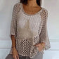 ☀️Spring Hot Sale✨Women's Fashion Round Neck Crochet Knit Fishnet Top