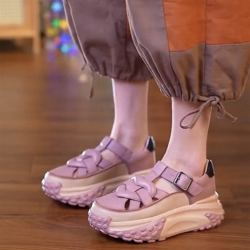 🔥LIMITED SALE 50% OFF🔥Women’s Retro Hollowed Soft Leather Casual Platform Shoes
