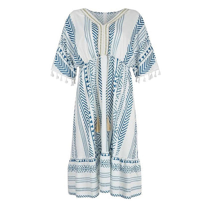 💃Big price reduction！ 💝2025 Ethnic New Style Casual printed V-neck dress