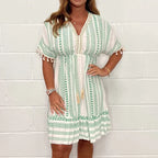 💃Big price reduction！ 💝2025 Ethnic New Style Casual printed V-neck dress
