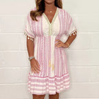 💃Big price reduction！ 💝2025 Ethnic New Style Casual printed V-neck dress