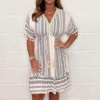 💃Big price reduction！ 💝2025 Ethnic New Style Casual printed V-neck dress