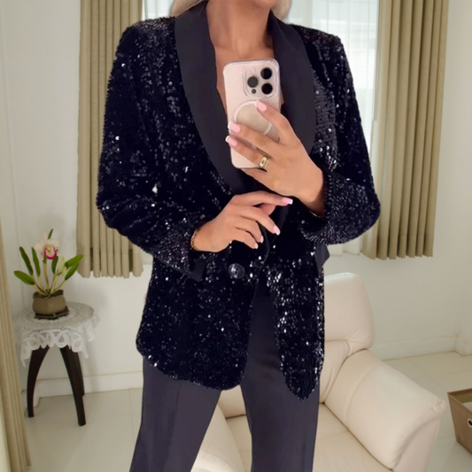 💖Limited Sale 50% OFF💖Women's Fashionable Long Sleeve Sequin Blazer