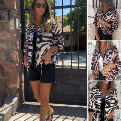 🌸Spring Specials🌸 Women's Zebra Print Zipper Bomber Jacket