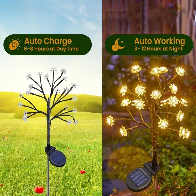🔥LIMITED SALE 50% OFF🔥Outdoor Waterproof Cherry Blossom  Multicolor Solar Garden Lights
