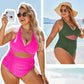 💖Limited Sale 50% OFF💖Womens Push-up Tummy Control Bathing Suits V-neck Cutout Swimsuits