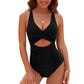 💖Limited Sale 50% OFF💖Womens Push-up Tummy Control Bathing Suits V-neck Cutout Swimsuits