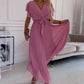 🔥50% OFF💗Women's Solid V-Neck Pleated Flowy Dress