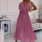 🔥50% OFF💗Women's Solid V-Neck Pleated Flowy Dress