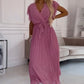 🔥50% OFF💗Women's Solid V-Neck Pleated Flowy Dress