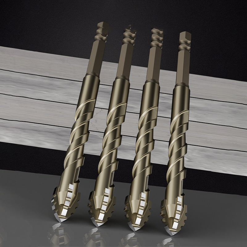 🔥Suitable for all scenarios🔥4-Piece Diamond Grit Drill Bit Set - Tile/Glass/Marble/Concrete Drill Bits (2025 Upgraded 4-Flute Eccentric Design)