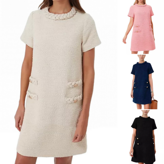 🍃🌸New arrivals in spring-50% OFF🌸🍃Women's Elegant Short Sleeve Tweed Dress