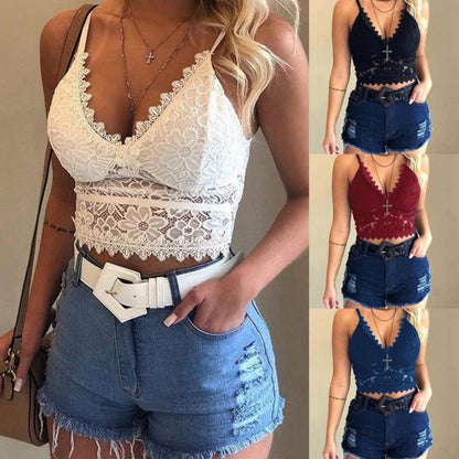 💕Spring New💕Women Floral Lace Lace Longline Bra Crop Top