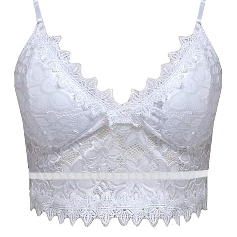 💕Spring New💕Women Floral Lace Lace Longline Bra Crop Top