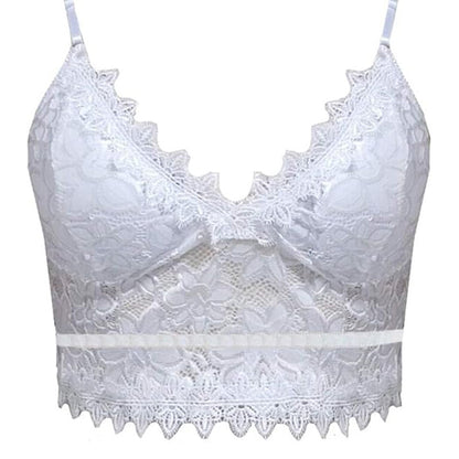 💕Spring New💕Women Floral Lace Lace Longline Bra Crop Top