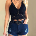 💕Spring New💕Women Floral Lace Lace Longline Bra Crop Top