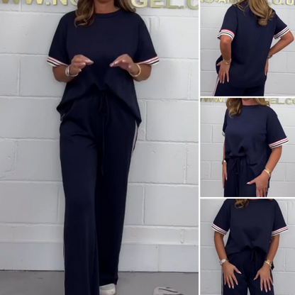 ✨Early Summer New✨Side Stripe Short Sleeve T-Shirt & Wide Leg Joggers Set