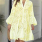 💕Spring New💕Solid Color V-Neck Loose Hollow Out Dress