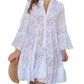 💕Spring New💕Solid Color V-Neck Loose Hollow Out Dress