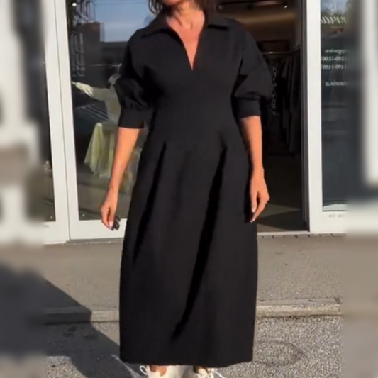 💖Big price reduction🔥Women's V-Neck Lapel Waist Midi Dress