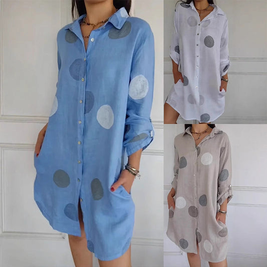 🌸Spring Specials💐 Women's Casual Printed Button-Down Shirt Dress