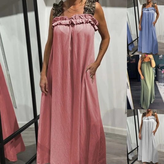 ✨Big price reduction！✨Women's Casual Sleeveless Maxi Dress with Pockets