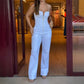 💕Spring New💕Women's Slim Sexy Strapless Zipper Pocket Jumpsuit