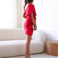 🔥2025 Hot sale🔥🌸Women's One Shoulder Ruffle Sleeve Cocktail Dress