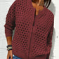 🍃LAST DAY SALE 50% OFF🍃Women's Casual Zipper Knit Jacket with Hollow Design