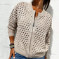 🍃LAST DAY SALE 50% OFF🍃Women's Casual Zipper Knit Jacket with Hollow Design