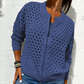 🍃LAST DAY SALE 50% OFF🍃Women's Casual Zipper Knit Jacket with Hollow Design