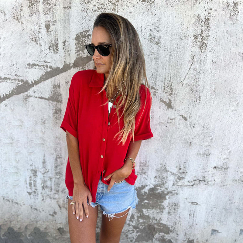 🌸Spring Specials🌸 Women's Casual Solid Color Loose Fit Shirt
