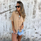 🌸Spring Specials🌸 Women's Casual Solid Color Loose Fit Shirt