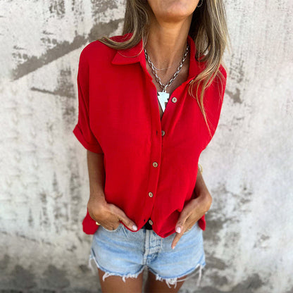 🌸Spring Specials🌸 Women's Casual Solid Color Loose Fit Shirt