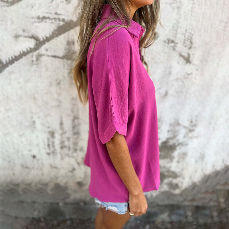 🌸Spring Specials🌸 Women's Casual Solid Color Loose Fit Shirt