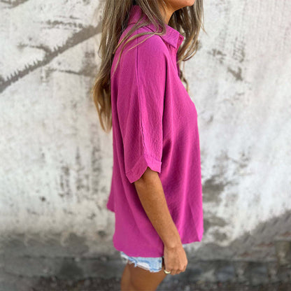 🌸Spring Specials🌸 Women's Casual Solid Color Loose Fit Shirt