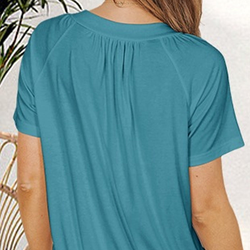 🎁Big price reduction！⏳Women's Casual Pleated V-Neck Short-Sleeve Top