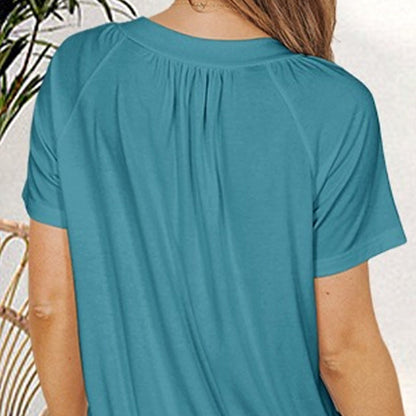 🎁Big price reduction！⏳Women's Casual Pleated V-Neck Short-Sleeve Top