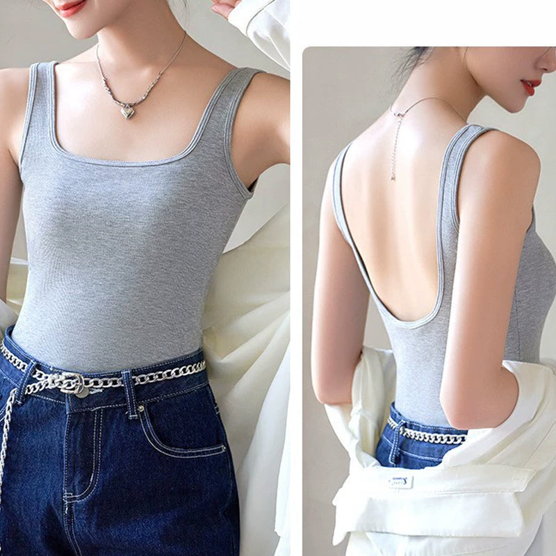 👙🌟Women's Comfortable Backless Tank Top with Built-in Bra💕 Effortless Comfort, Built-in Support, Summer Must-Have!