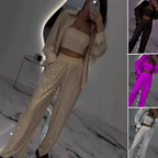 💕2025 HOT 54% OFF SALE 👠Must-Have for Shiny Partiest✨ Dazzling Blazer & Wide-Leg Pants, Stylish and Grand, Perfect for Parties! (3-piece set)