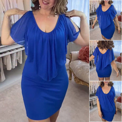 💙Spring Specials💙 Women's Multi-Wear Solid Color Deep V-Neck Chiffon Casual Dresses