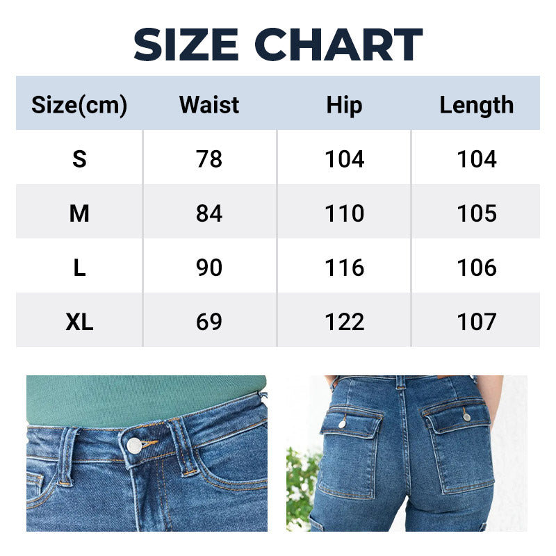💕Spring New💕High Rise Cargo Wide-Leg Stretch Jeans for Women