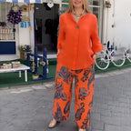 💙Spring Specials🌸Women’s Casual Printed Long-sleeve Blouse and Wide-leg Pants 2-piece Set