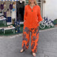 💙Spring Specials🌸Women’s Casual Printed Long-sleeve Blouse and Wide-leg Pants 2-piece Set