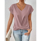💥Last Day Sale 50% OFF👚Casual Short Sleeve Elegant V-neck Twist Tee
